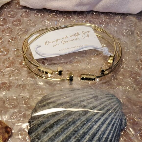 Pave Cuff bracelets 14K Gold & Black by Jules Smith Designs Venice Beach CA NEW - Picture 12 of 12